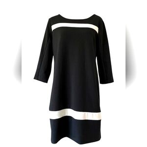 New York & Company Black and White Sheath Dress 3/4 Sleeve Size M